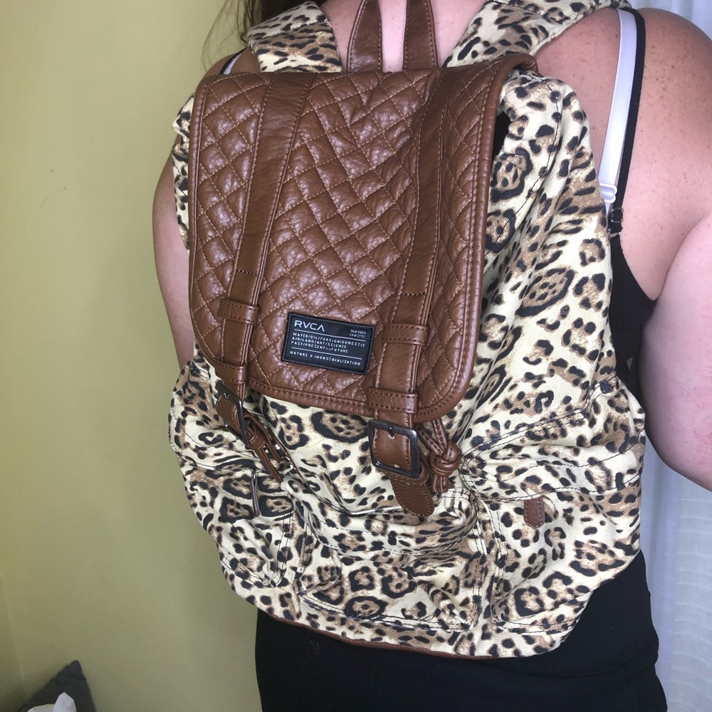 RVCA cheetah print backpack